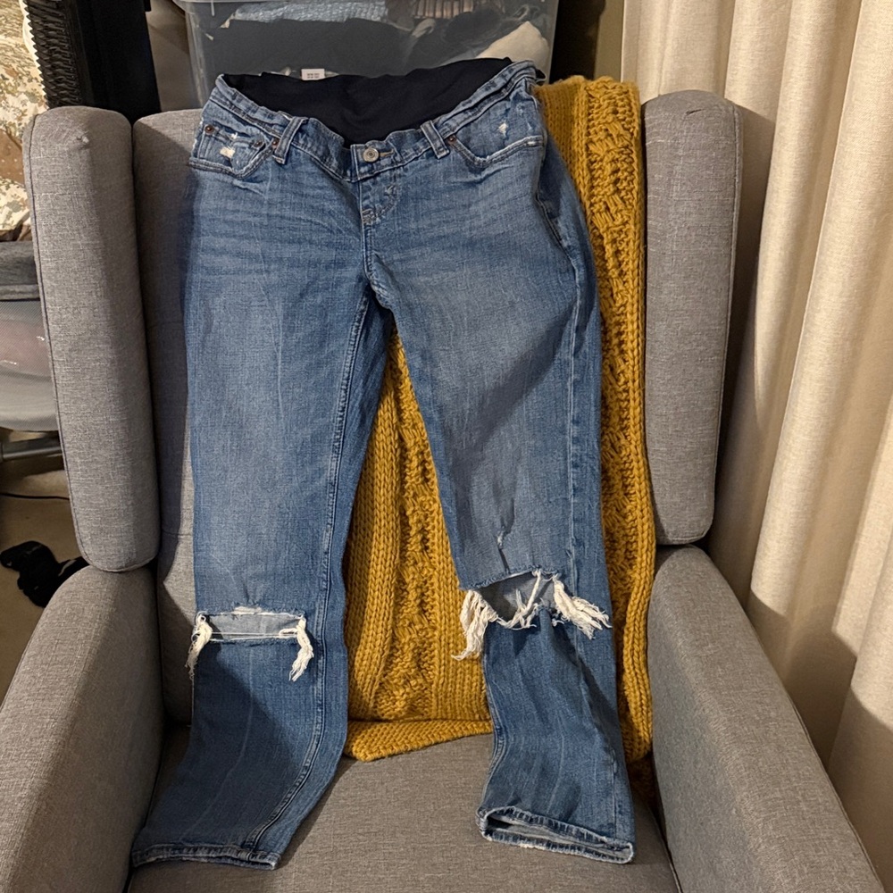 Abercrombie & Fitch Classic Blue Distressed Women's Maternity Jeans